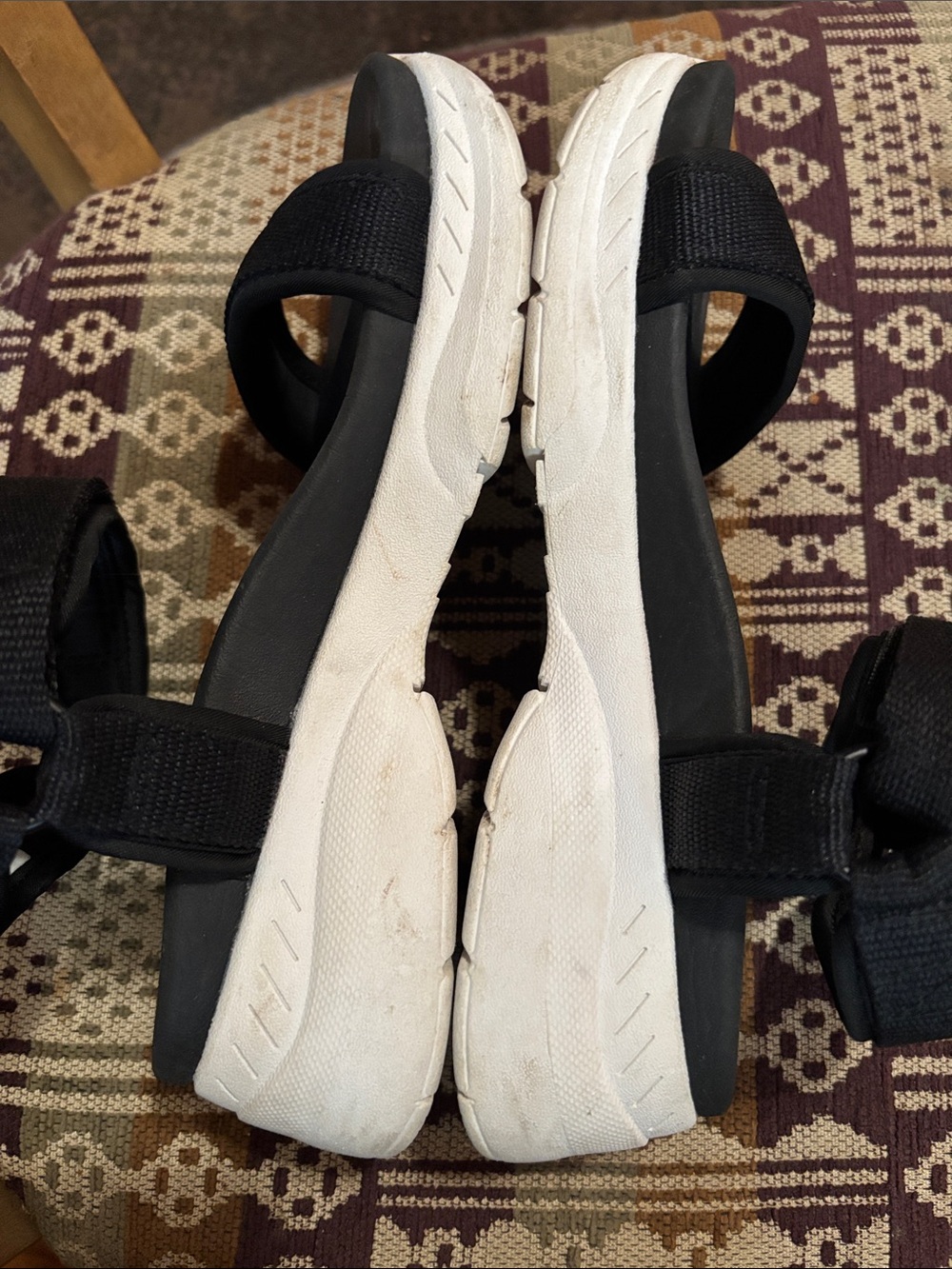 all in motion Black Sport Sandals with White Soles Platform Size 6 - Picture 5 of 7